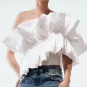 Zara poplin top with ruffles